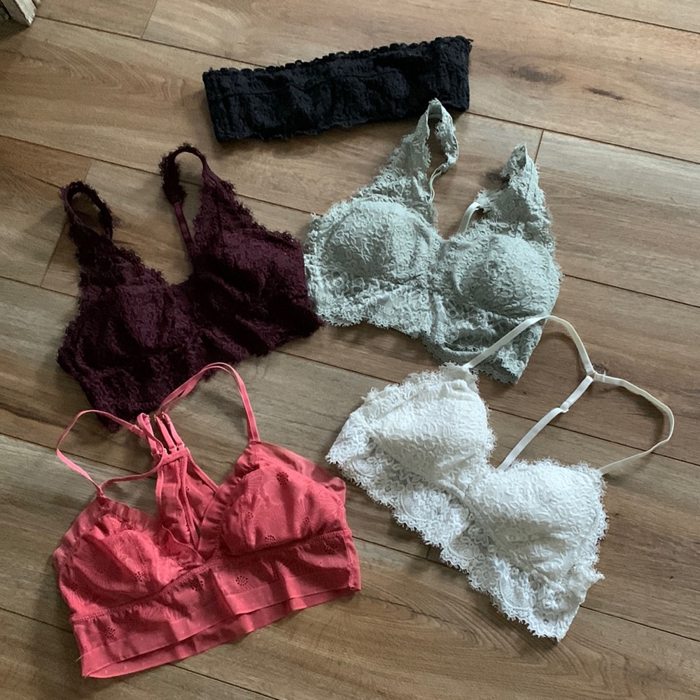 Aerie five bra bundle euc sz S & 34A lace strapless